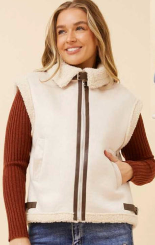 Teddy-Lined Zip Front Vest