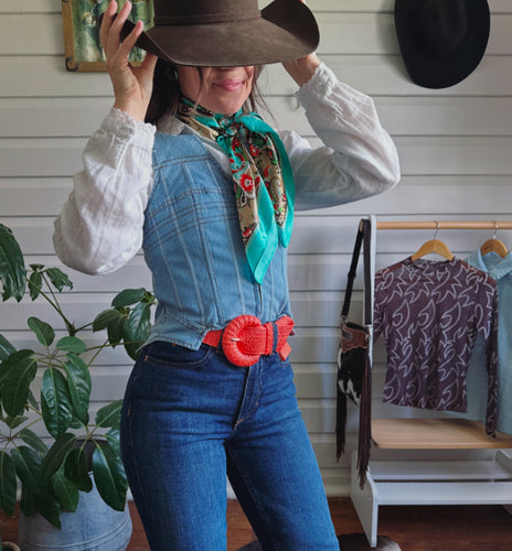 23433T - Corset Fitted Denim Vest