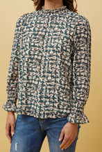 DIANA ABSTRACT PRINT BLOUSE- Emerald pattern