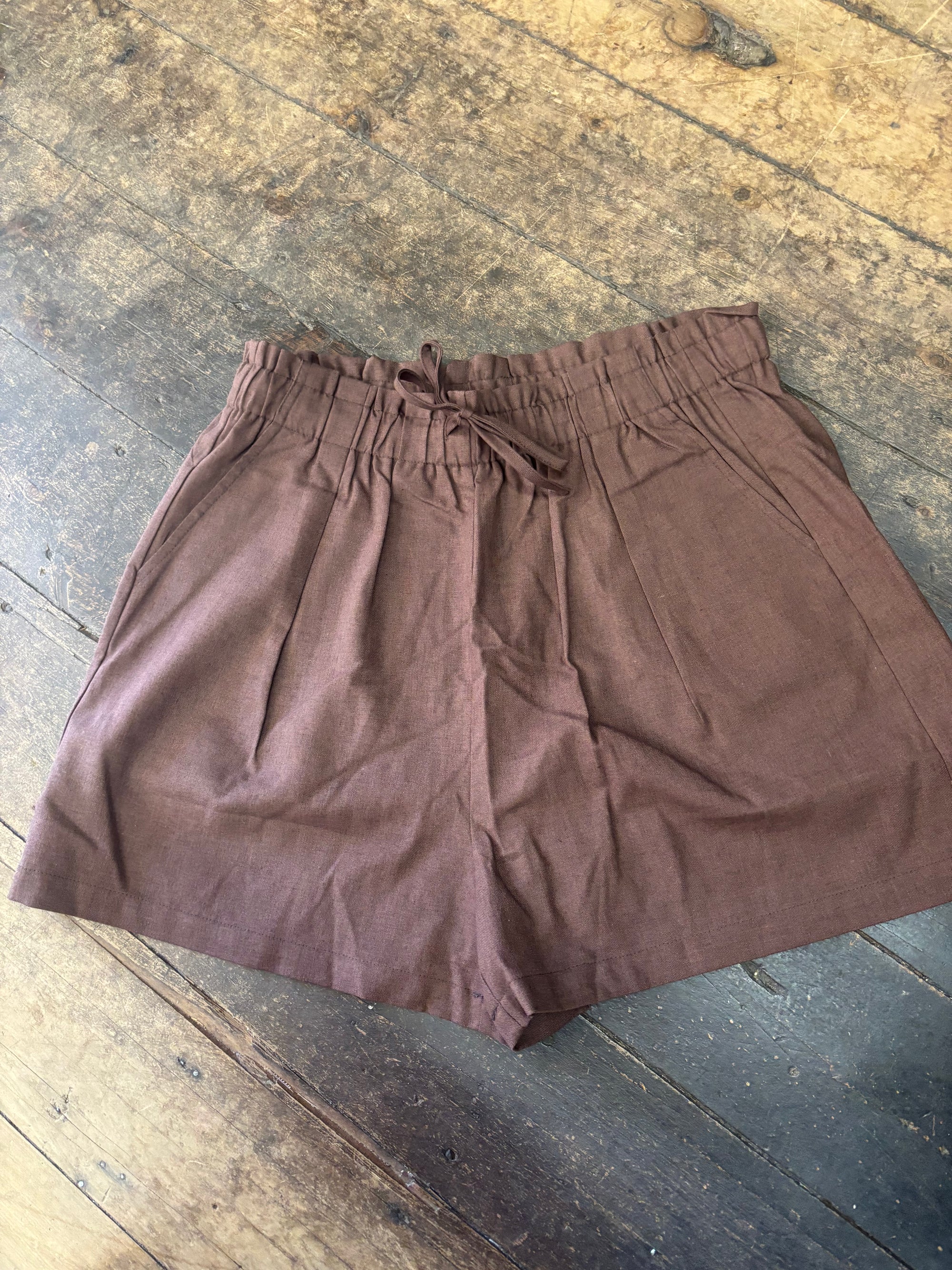 Chocolate linen shorts