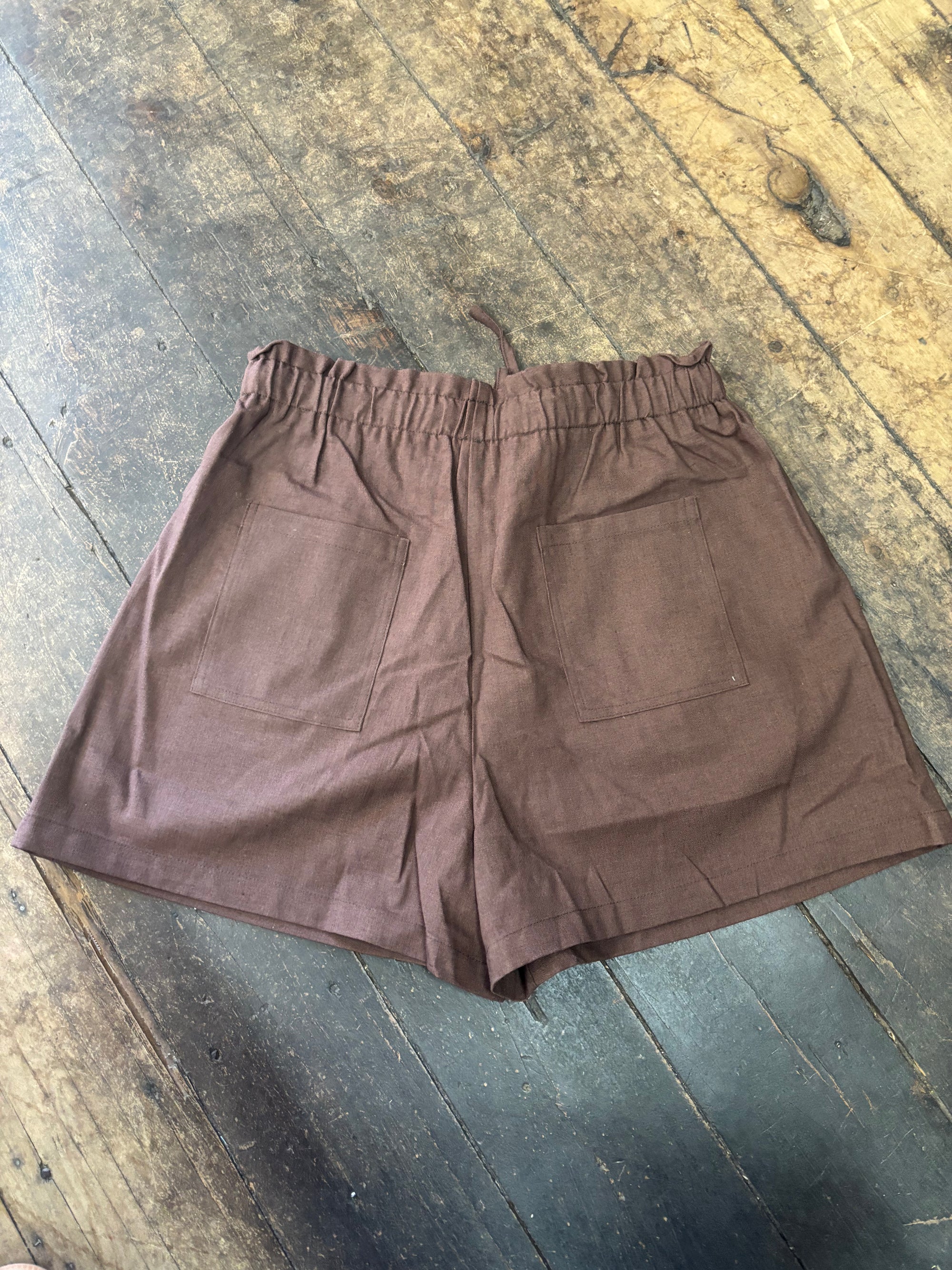 Chocolate linen shorts