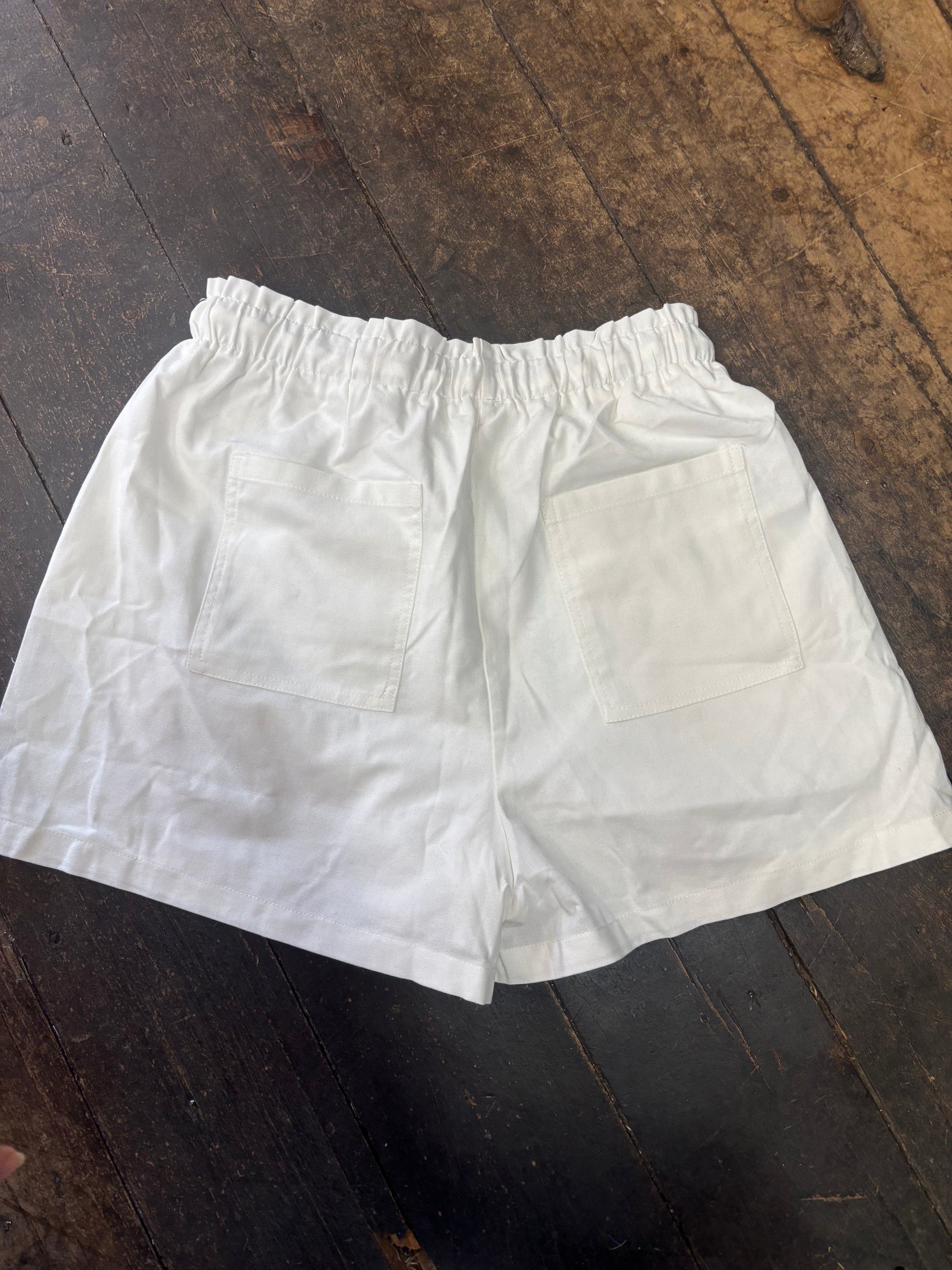 White linen shorts