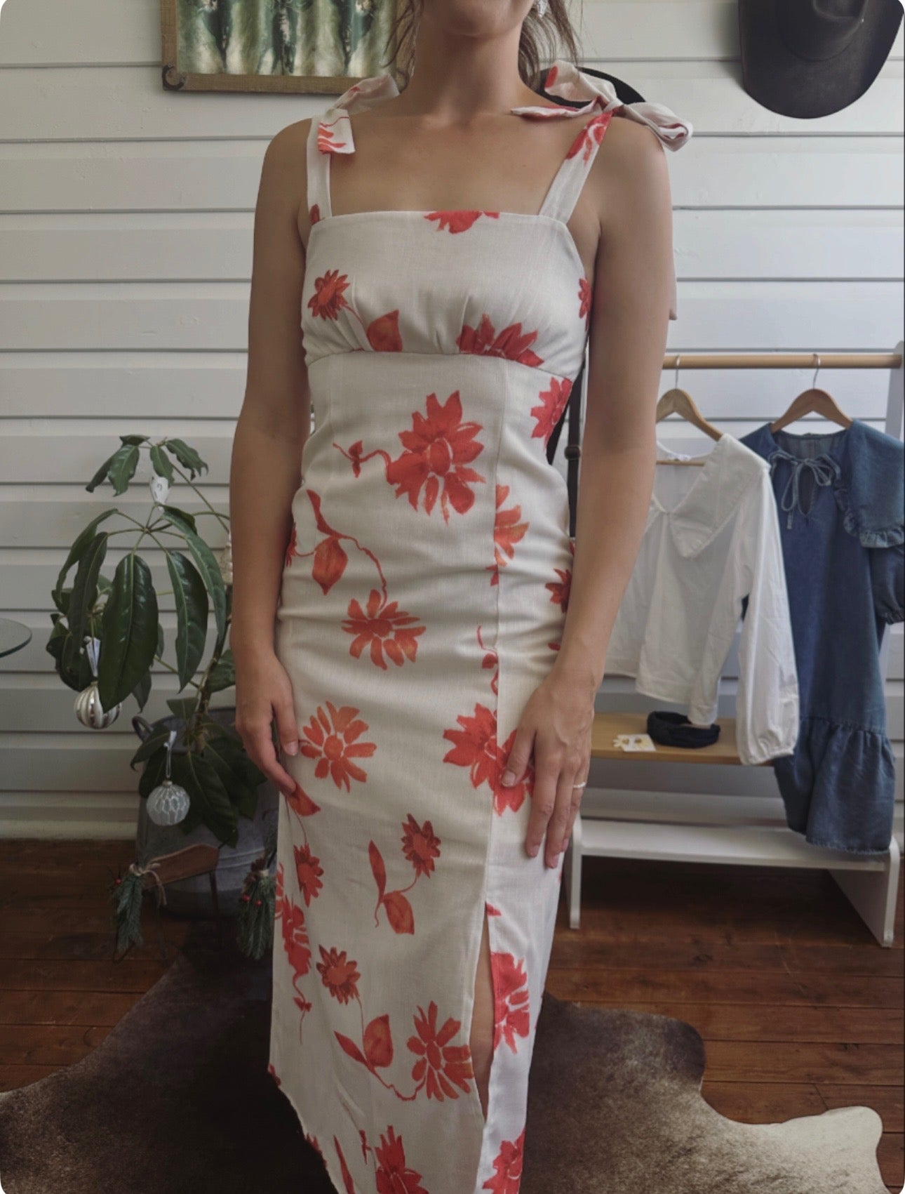 Long Dress with Orange flowers