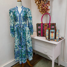 Paisley Floral Long Sleeve Dress - Multi Blue