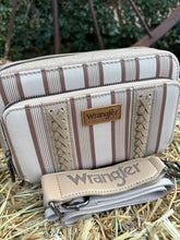Wrangler Stripe Printed Crossbody Purse with Wallet Compartment - Khaki