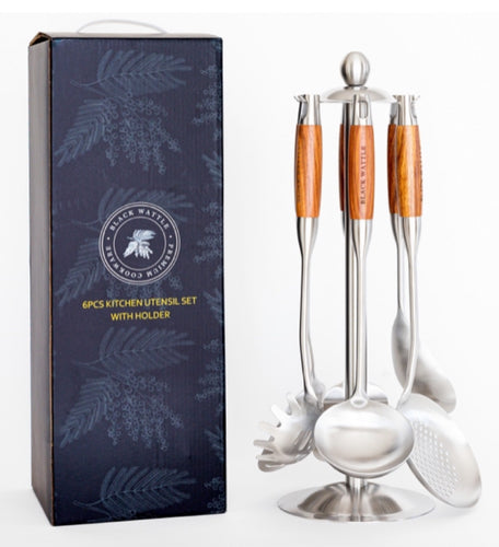 Black Wattle Utensil Set - 6 Pc