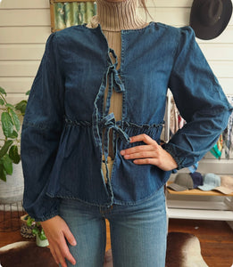Vintage Tie-Front Denim Top