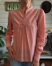 SINUATA blouse with long sleeves and lace inserts - Rose