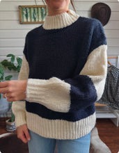 Navy Colorblock Knit Sweater