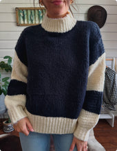 Navy Colorblock Knit Sweater