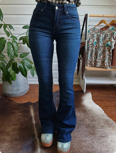 KANCAN MID RISE FLARE JEANS-KC6102D-OP