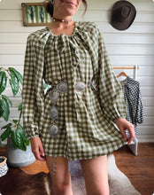 Country Check Mini Dress- olive