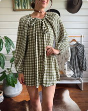 Country Check Mini Dress- olive