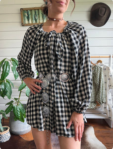 Country Check Mini Dress- Black