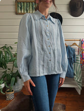 Blouse with Lace Trim - Blue