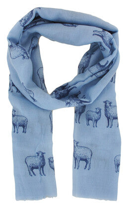 Scarf - Sheep Pattern ~ Blue