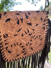 Tooling Leather Hand Carved Flap Sling Bag – TLB14- Brown