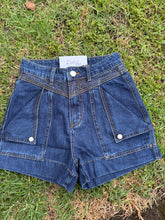 Denim Shorts - Detailed stitching ~Fold pockets ~Dark