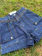 Denim Shorts - Detailed stitching ~Fold pockets ~Dark