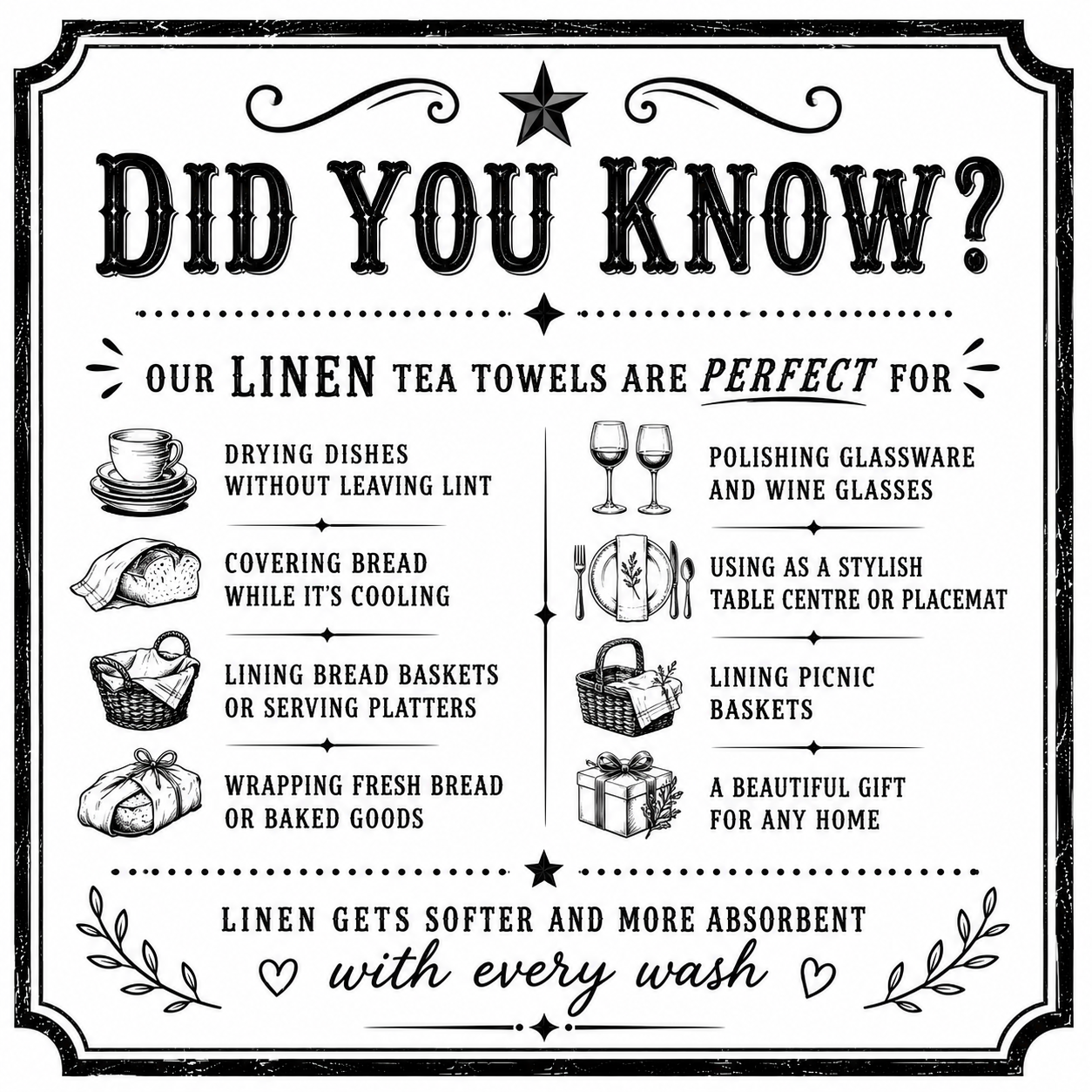 Pure French Linen Tea Towel - Celtic Green Stripe