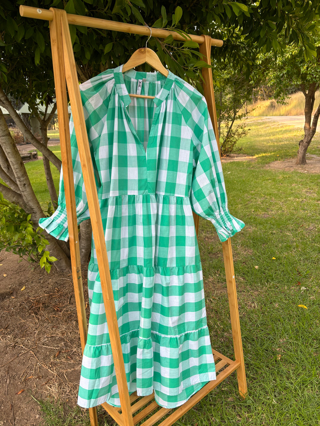 Gingham Dress SEVEN EIGHT SIX DRESS Green RUSTIC LACE