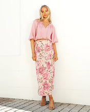 PINK TIE NECKLINE LINEN BUBBLE TOP