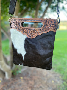 Cowhide - Tooling Sling Cowhide Bag - Cali-AB04