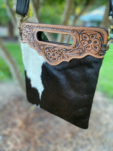 Cowhide - Tooling Sling Cowhide Bag - Cali-AB04