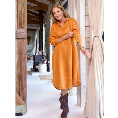 Orange Rust Everyday Organic Linen Dress