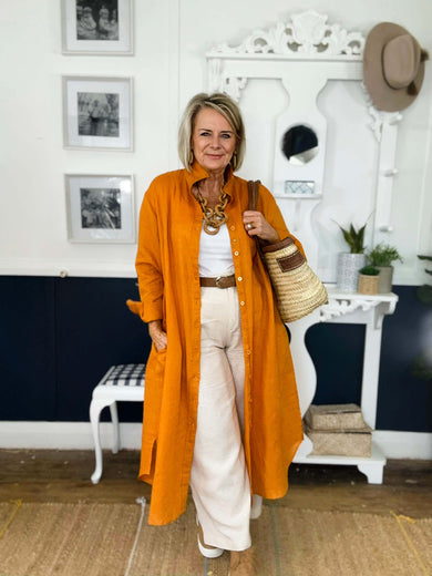 Orange Rust Everyday Organic Linen Dress