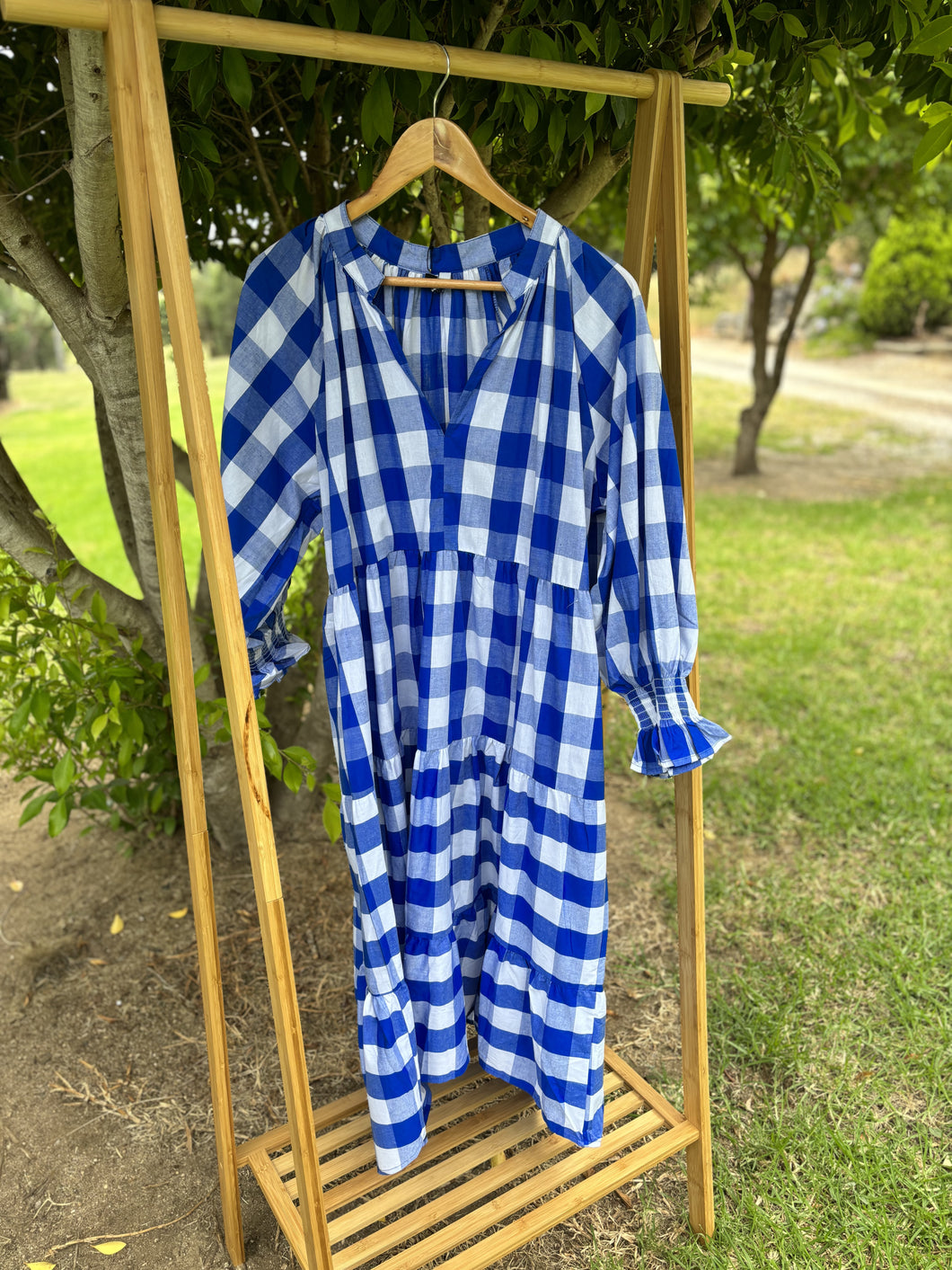 Gingham Dress 786 - Blue