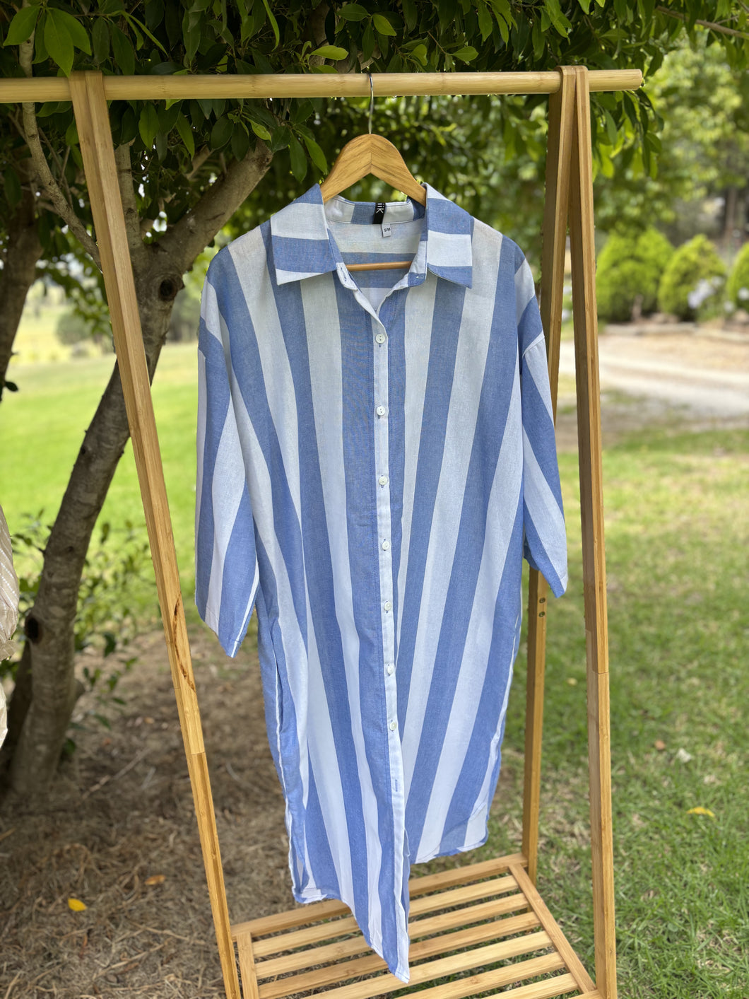 Stripe Shirt Dress - 840 - Blue