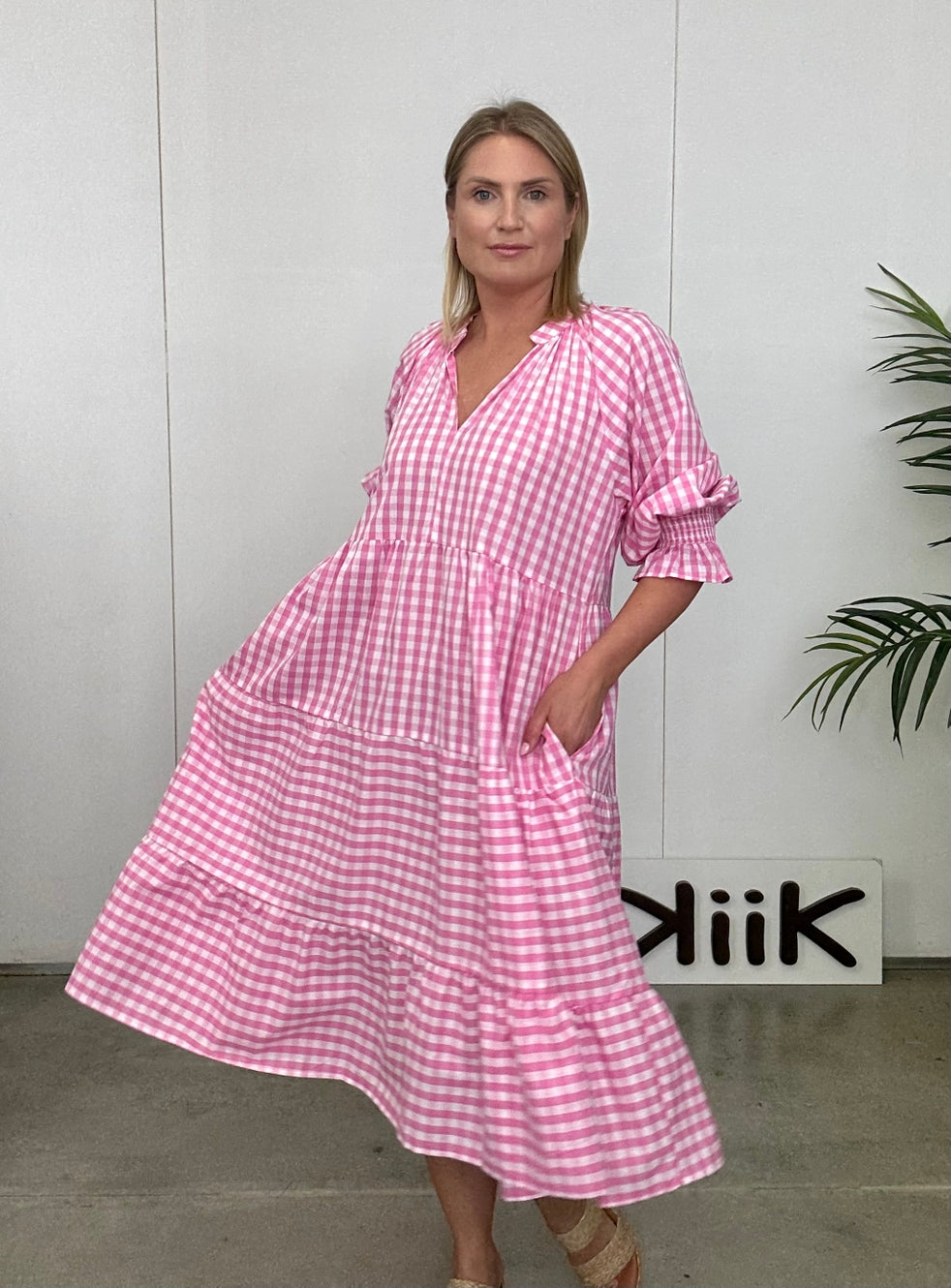 Gingham Dress - 845 - Pink