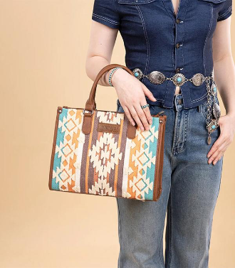 Wrangler Sherpa Aztec Canvas Tote/Crossbody