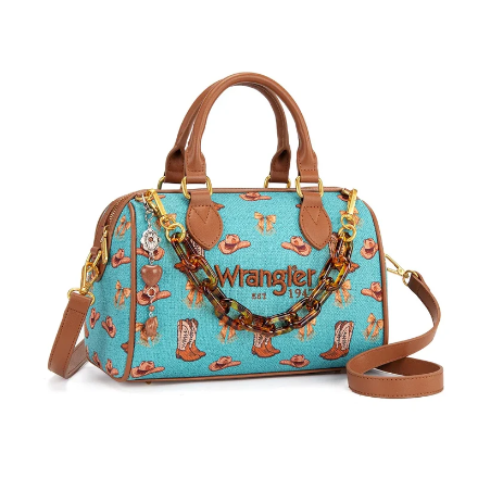 WRANGLER WESTERN PRINT COWGIRL BOSTON BAG Aqua