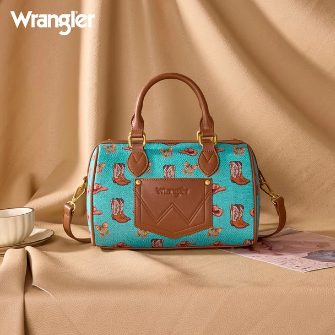 WRANGLER WESTERN PRINT COWGIRL BOSTON BAG Aqua