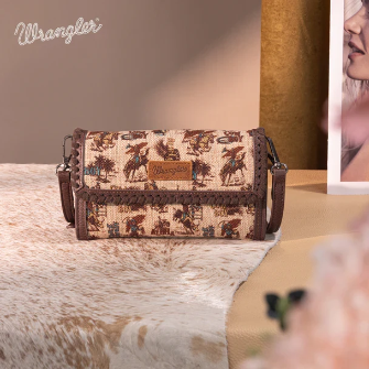 WRANGLER VINTAGE RETRO COWBOY PRINT WALLET CROSSBODY