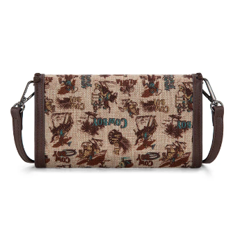 WRANGLER VINTAGE RETRO COWBOY PRINT WALLET CROSSBODY