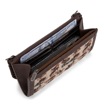 WRANGLER VINTAGE RETRO COWBOY PRINT WALLET CROSSBODY