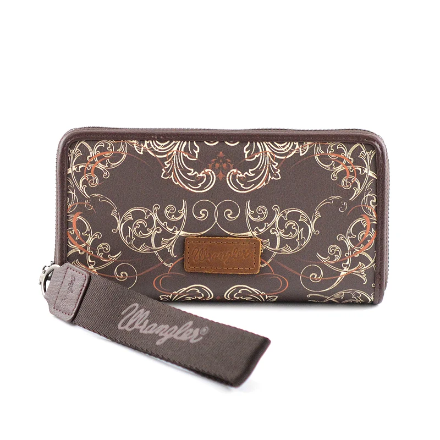 WRANGLER SCROLL PRINT ZIP AROUND WALLET