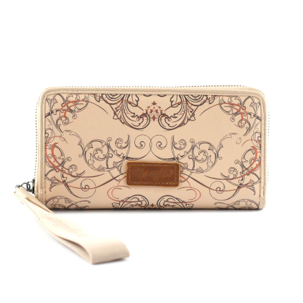 WRANGLER SCROLL PRINT ZIP AROUND WALLET