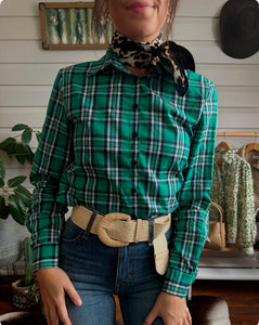 IVY SHIRT - GREEN & NAVY PLAID