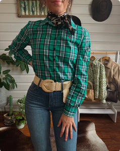 IVY SHIRT - GREEN & NAVY PLAID