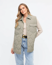 KHAKI QUILTED OVERSIZED VEST