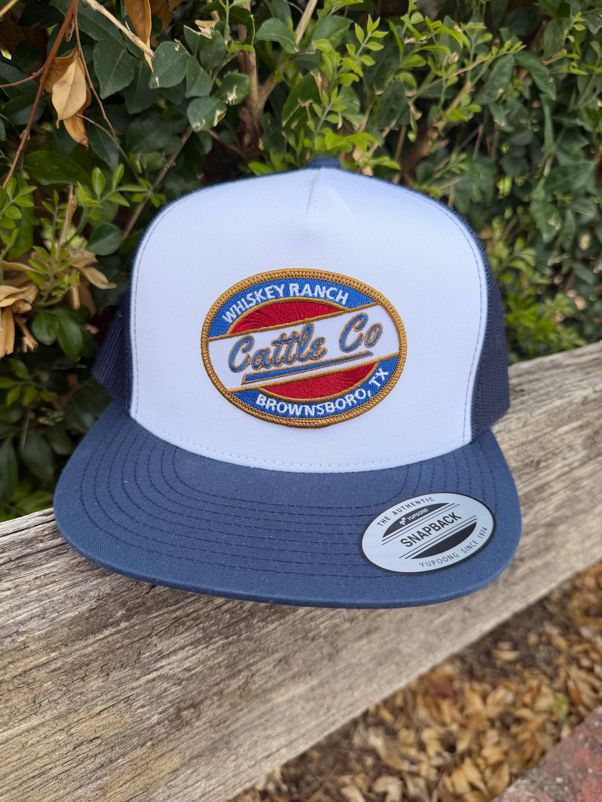 Whiskey Bent Cap navy and white cattle co