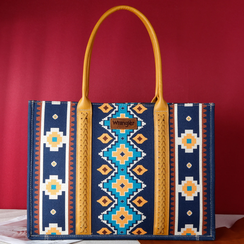Wrangler Southwestern Wide Canvas Tote - Mustard