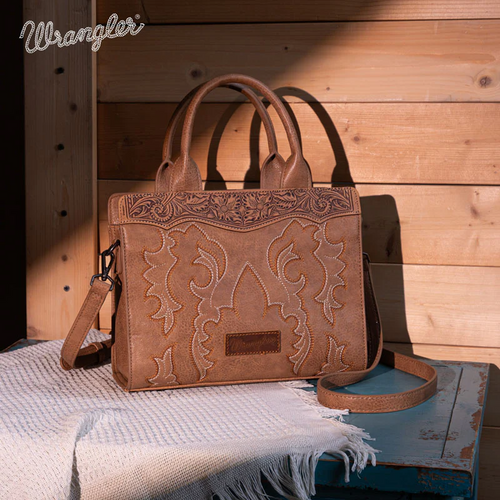 Wrangler Embroidered Tote/Crossbody - Khaki