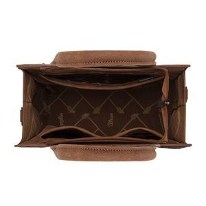 Wrangler Tooled Aztec Pattern Print Concealed Carry Tote/Crossbody -Brown