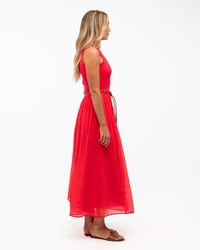 Scarlet Vale Midi Dress Red