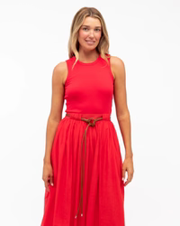 Scarlet Vale Midi Dress Red